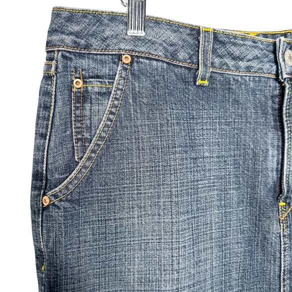 LUCKY BRAND VINTAGE DENIM MIDI SKIRT Y2K 2000’s SZ 14/32 - Picture 4 of 10